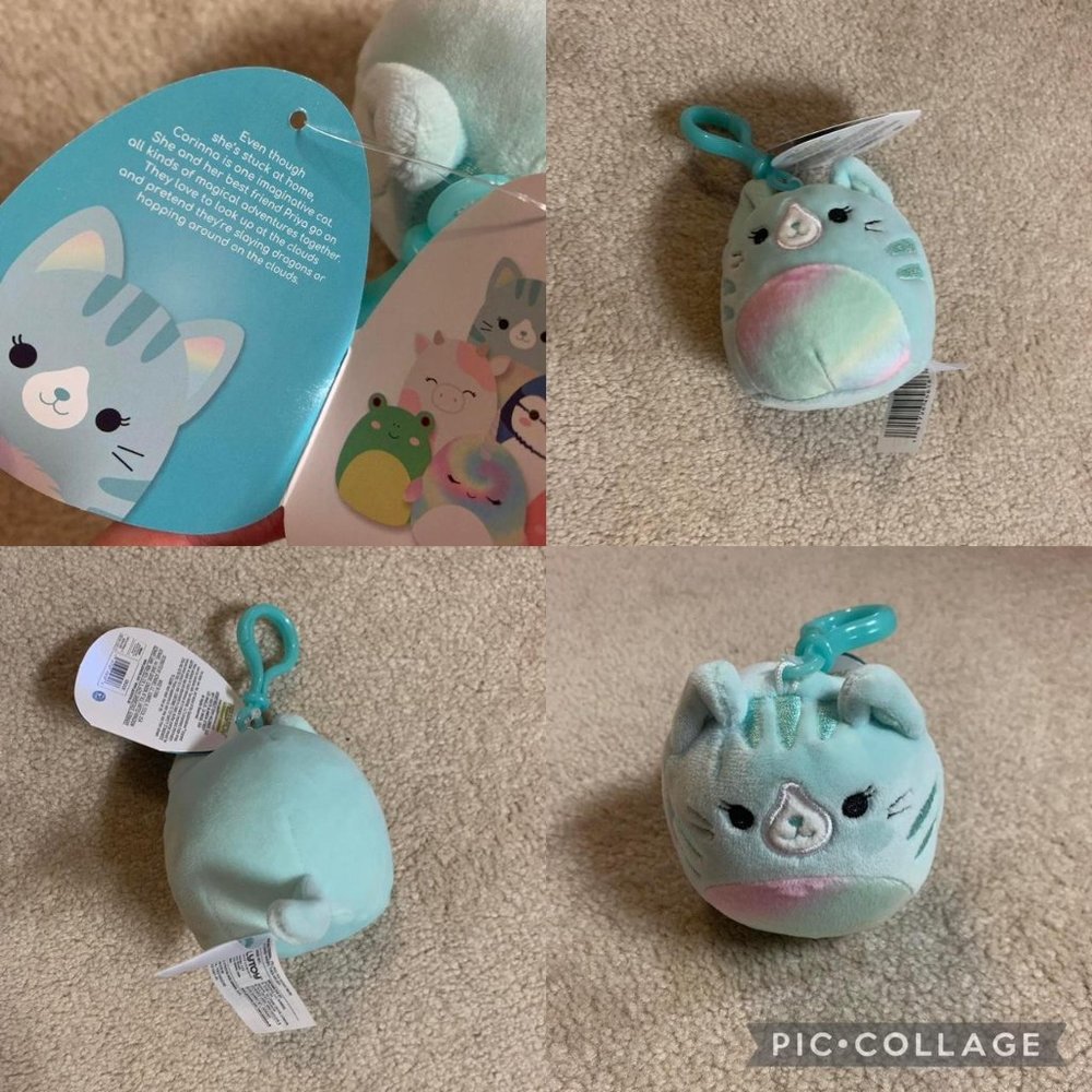 NWT 3.5" corinna tabby cat squishmallow clip